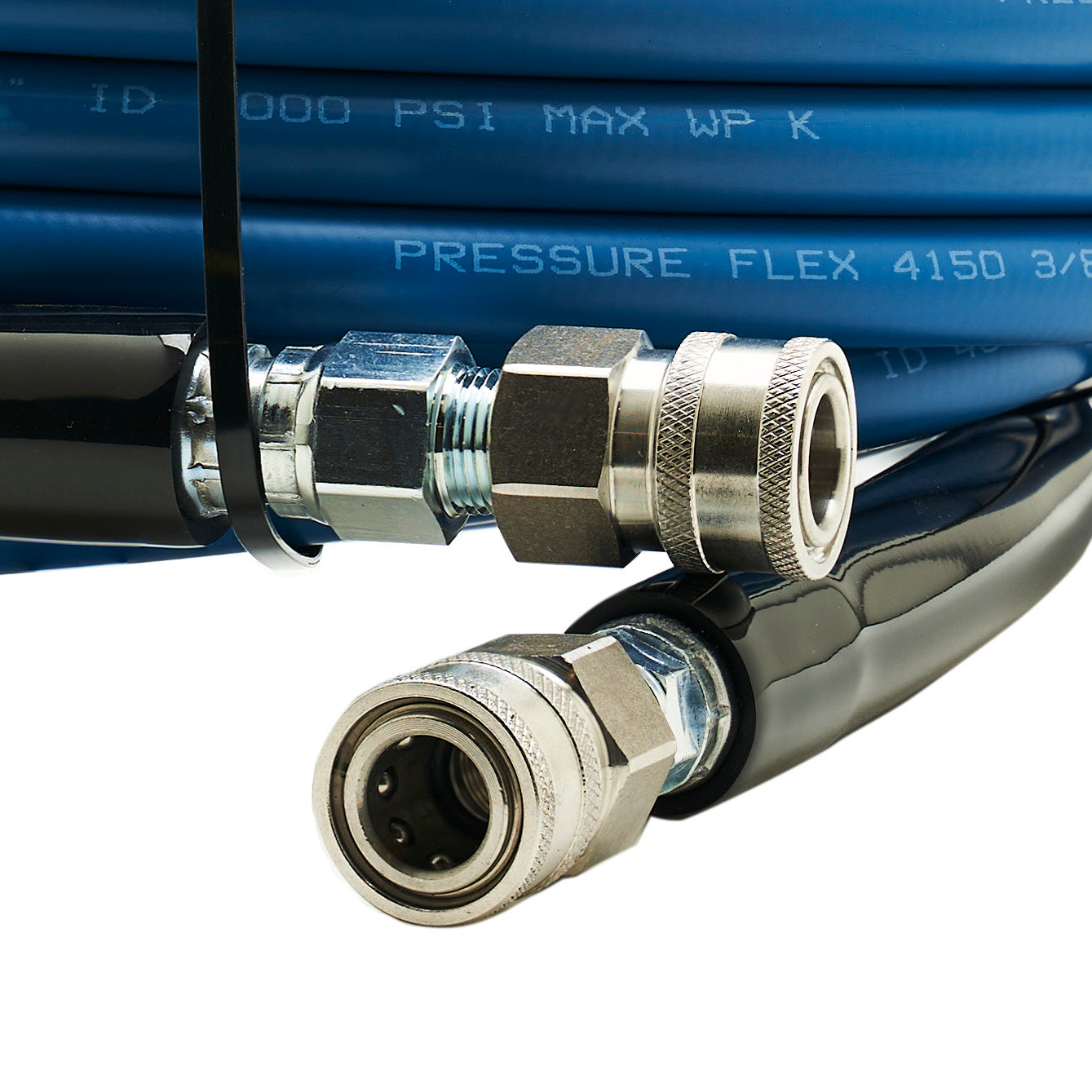 3/8" Kobrajet Smooth Blue Hose, 4300 PSI, Non-Marked, Stainless Steel Couplers.