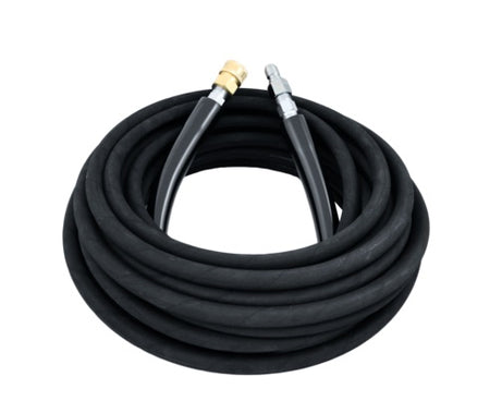 3/8" Kobrajet Black Hose, 4300 PSI, 50 FT, Brass Socket and Plated Steel Plug.
