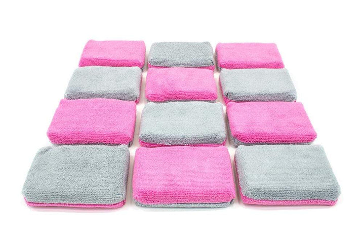 Thin [Saver Applicator Terry] Microfiber Coating Applicator Sponge with Plastic Barrier - 12 pack